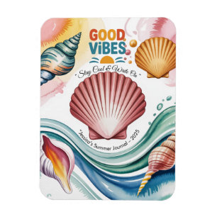 Summer Vibes Retro Beach Illustration Magnet