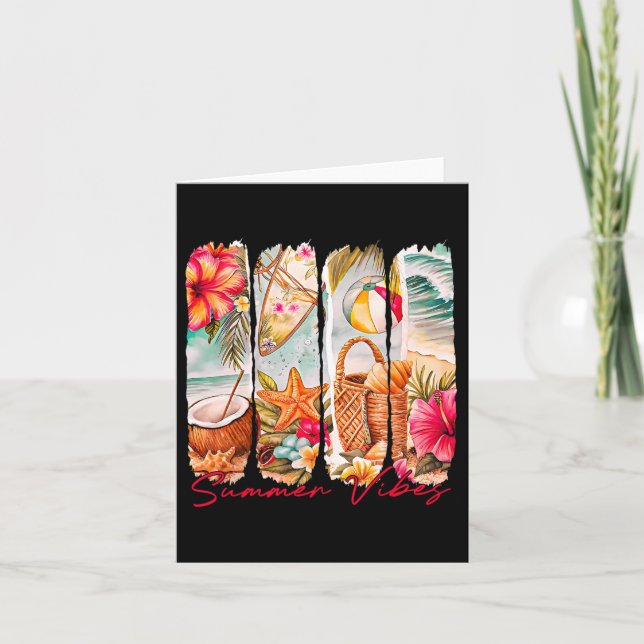 Summer Vibes Retro Beach Summer Vacation Matching  Card (Front)