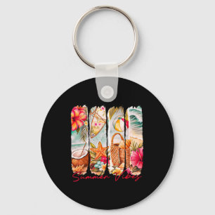 Summer Vibes Retro Beach Summer Vacation Matching  Key Ring