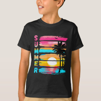 Summer Vibes Retro Beach Sunset Palm Tree Family T T-Shirt