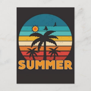 Summer Vibes Retro Beach-Vintage Coastal Sunshine Holiday Postcard
