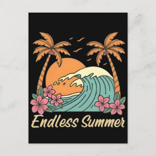 Summer Vibes Retro Beach-Vintage Coastal Sunshine Holiday Postcard