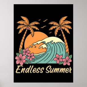 Summer Vibes Retro Beach-Vintage Coastal Sunshine Poster