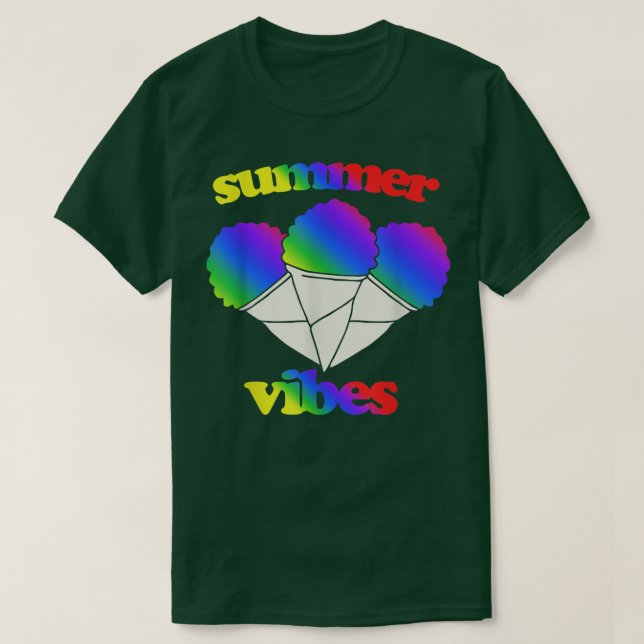 Summer vibes  retro rainbow snow cone tee s 80s  (Design Front)