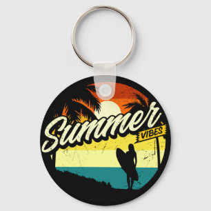 Summer Vibes Retro Silhouette   Key Ring