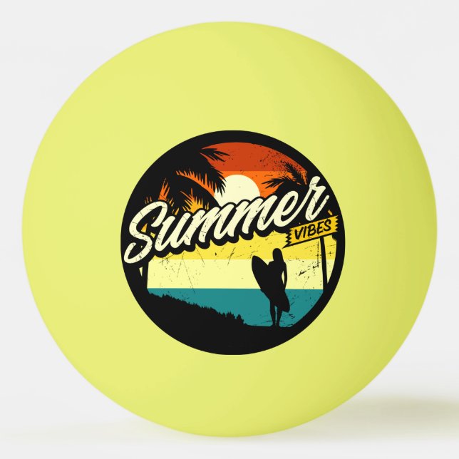Summer Vibes Retro Silhouette   Ping Pong Ball (Front)
