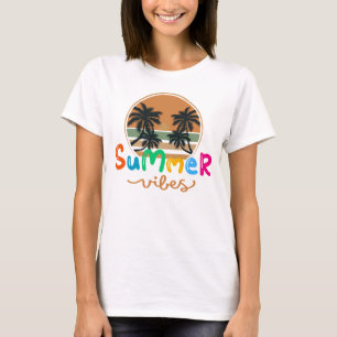 Summer Vibes Retro Sunset And Palm Trees Women's T-Shirt
