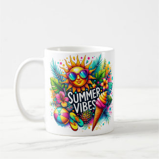 Summer Vibes Retro Tropical Art – Fun & Colourful Coffee Mug