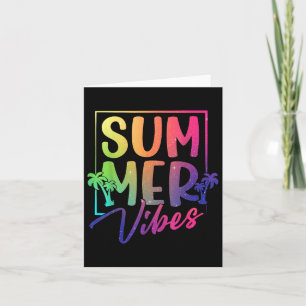 Summer Vibes Retro Tropical Sunset Palm Trees Beac Card