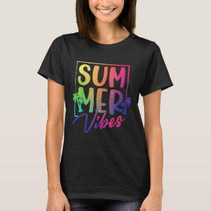 Summer Vibes Retro Tropical Sunset Palm Trees Beac T-Shirt