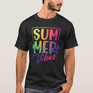 Summer Vibes Retro Tropical Sunset Palm Trees Beac T-Shirt