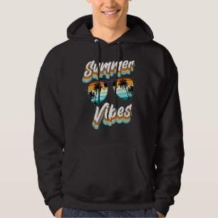 Summer Vibes Retro Vintage Sunset Palm Tree Sungla Hoodie