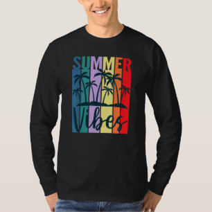 Summer Vibes Retro Vintage Sunset Palm Trees Beach T-Shirt