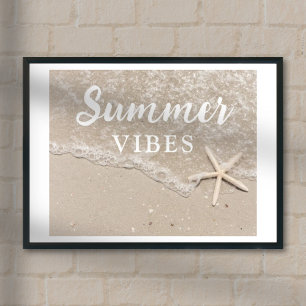 Summer vibes sea ocean beach sand sea star poster