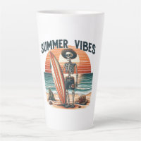 Summer Vibes Skeleton Surfer Sunset Beach Design