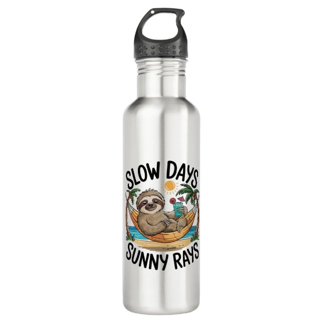 Summer Vibes Sloth Funny Lazy Float 710 Ml Water Bottle (Front)
