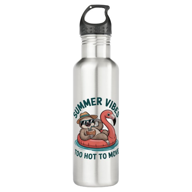 Summer Vibes Sloth Funny Lazy Float 710 Ml Water Bottle (Front)