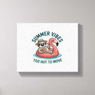 Summer Vibes Sloth Funny Lazy Float Canvas Print