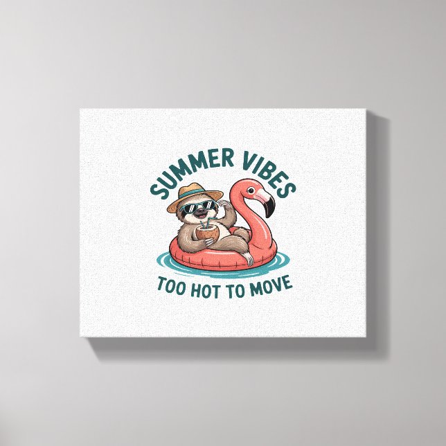 Summer Vibes Sloth Funny Lazy Float Canvas Print (Front)