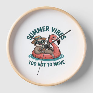 Summer Vibes Sloth Funny Lazy Float Clock