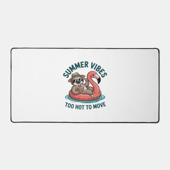Summer Vibes Sloth Funny Lazy Float Desk Mat (Front)