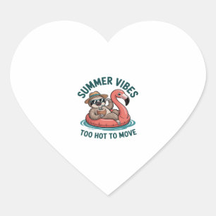 Summer Vibes Sloth Funny Lazy Float Heart Sticker