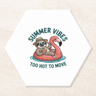 Summer Vibes Sloth Funny Lazy Float Paper Coaster