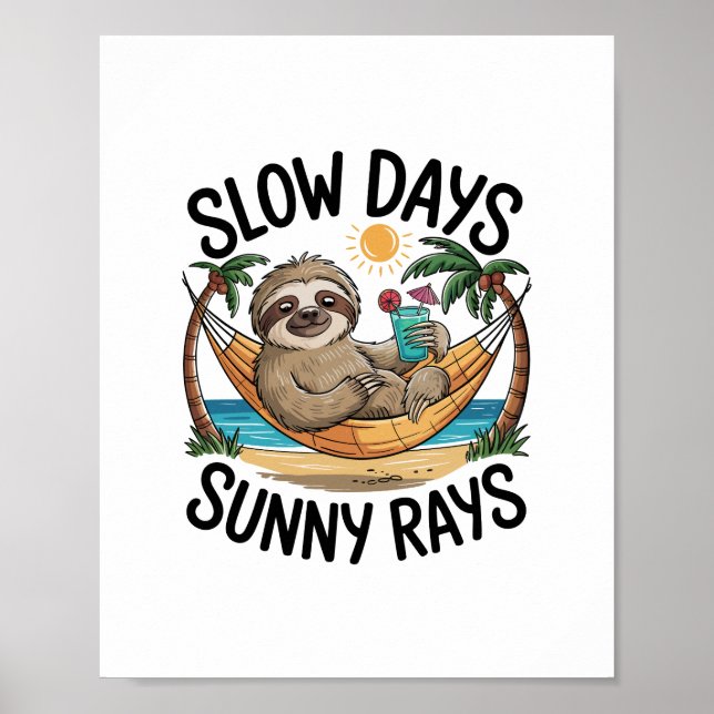Summer Vibes Sloth Funny Lazy Float Poster (Front)