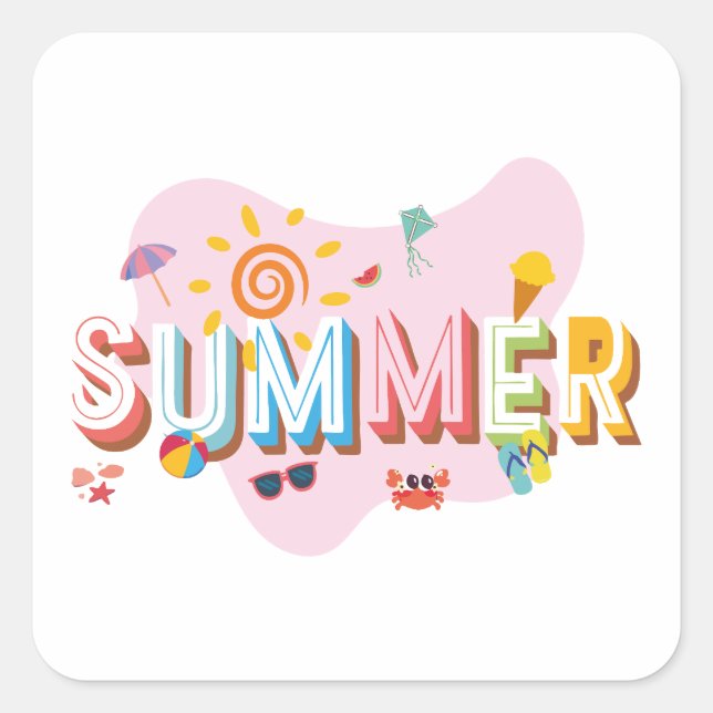 Summer Vibes Square Sticker (Front)
