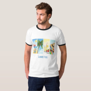 Summer Vibes Sublimation T-Shirt Retro Beach Sce
