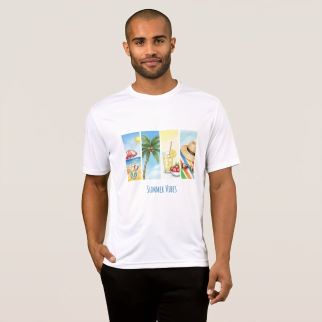 Summer Vibes Sublimation T-Shirt | Retro Beach Sce (Front Full)