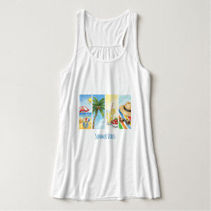 Summer Vibes Sublimation T-Shirt Retro Beach Sce Singlet