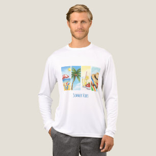 Summer Vibes Sublimation T-Shirt Retro Beach Sce Tri-Blend Shirt