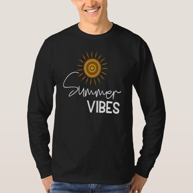 Summer Vibes Sun Illustration Summer Vacation Summ T-Shirt (Front)