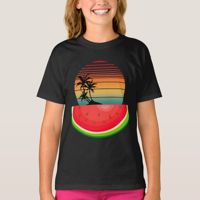 Summer Vibes Sunset Watermelon  T-Shirt (Front)
