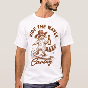 Summer Vibes Surfing Lover Racoon Rides The Waves T-Shirt