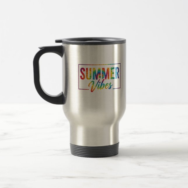 SUMMER Vibes Tie-Dye Rainbow Coffee Mug  Bold (Left)