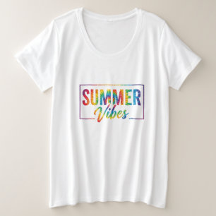 SUMMER Vibes Tie-Dye T-Shirt – Colourful Rainbow Plus Size T-Shirt