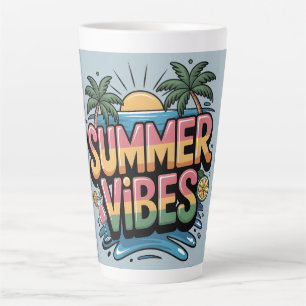 Summer Vibes Tropical Beach Latte Mug
