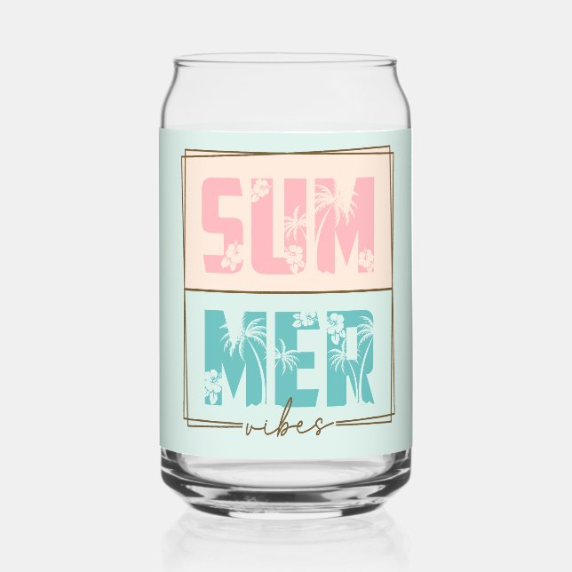 SUMMER Vibes Tropical Beach Life Can Glass (Front)