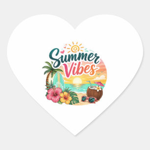 Summer Vibes Tropical Beach Sticker Cute Sunset