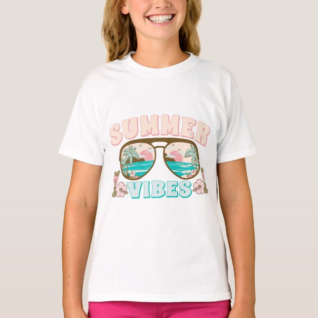 Summer Vibes Tropical Beach Summer Fun T-Shirt (Front)