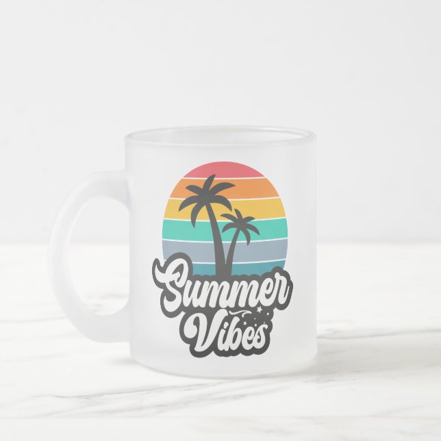 Summer Vibes Tropical Lake Scene-32922 Frosted Glass Coffee Mug (Left)