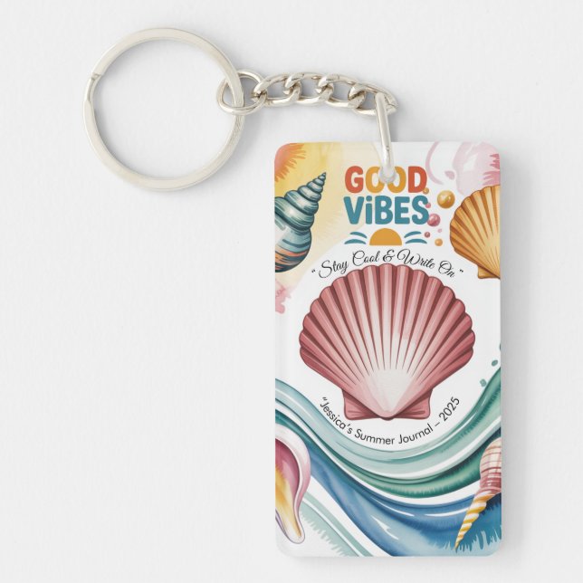 Summer Vibes Tropical Notebook  Key Ring (Front)