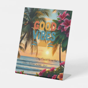 Summer Vibes Tropical Notebook Pedestal Sign