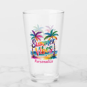 Summer Vibes Tropical Palm Tree Ocean Colourful Glass