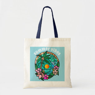 Summer Vibes, Tropical Summer Beach Scene Tote Bag