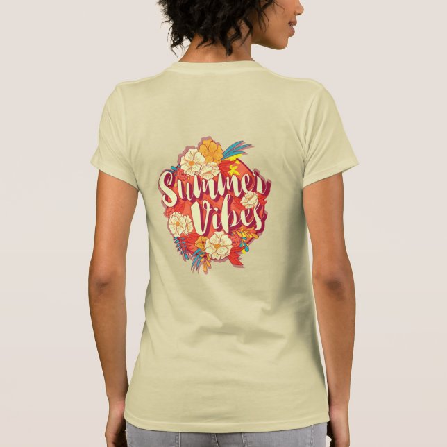 Summer Vibes Typography Tropical Flower T-Shirt (Back)