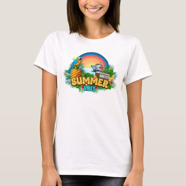 Summer Vibes Vacation Beach T-Shirt (Front)