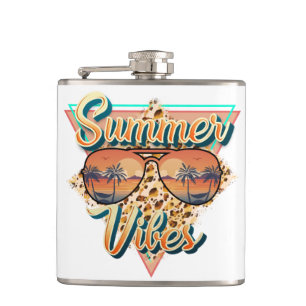 Summer Vibes   Vintage Sunglasses   Beach Sunset Hip Flask